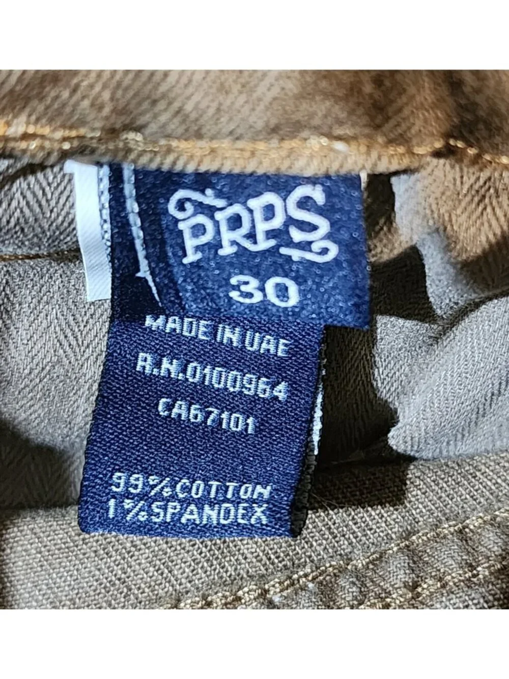 Prps Le Sabre Jeans Men 30x33 Brown Khaki Slim Straight Leg Japanese Denim NWT